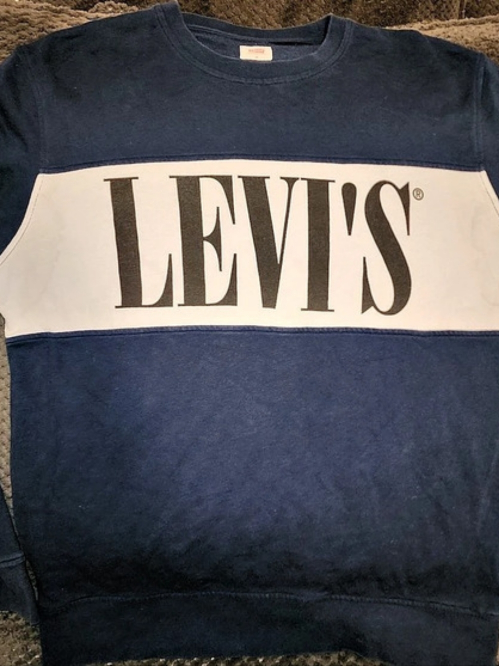 Levi's Color Block Sweatshirt in Blue & White Size Medium